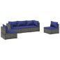 vidaXL 5-tlg. Garten-Lounge-Set mit Kissen Poly Rattan Grau vidaXL 5-tlg. Garten-Lounge-Set mit Kissen Poly Rattan Grau