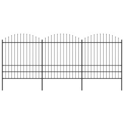 Gartenzaun mit Speerspitzen Stahl (1,75 - 2) x 5,1 m Schwarz