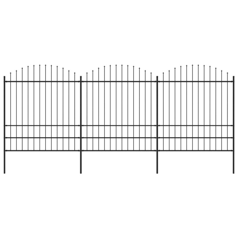 Gartenzaun mit Speerspitzen Stahl (1,75 - 2) x 5,1 m Schwarz Gartenzaun mit Speerspitzen Stahl (1,75 - 2) x 5,1 m Schwarz