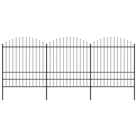 Gartenzaun mit Speerspitzen Stahl (1,75 - 2) x 5,1 m Schwarz