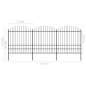 Gartenzaun mit Speerspitzen Stahl (1,75 - 2) x 5,1 m Schwarz Gartenzaun mit Speerspitzen Stahl (1,75 - 2) x 5,1 m Schwarz