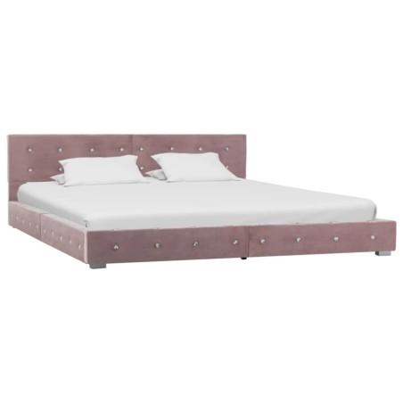 Bett mit Memory-Schaum-Matratze Rosa Samt 160 x 200 cm
