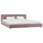 Bett mit Memory-Schaum-Matratze Rosa Samt 160 x 200 cm Bett mit Memory-Schaum-Matratze Rosa Samt 160 x 200 cm
