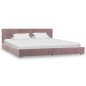 Bett mit Memory-Schaum-Matratze Rosa Samt 160 x 200 cm Bett mit Memory-Schaum-Matratze Rosa Samt 160 x 200 cm