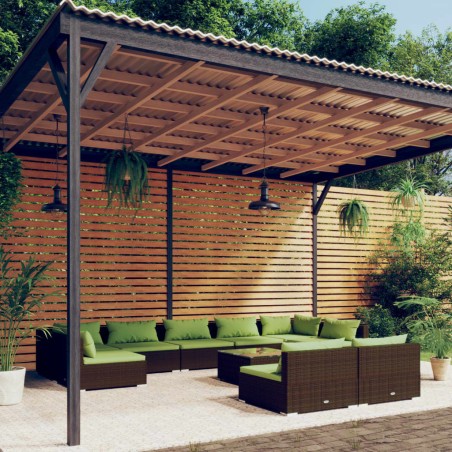 vidaXL 10-tlg. Garten-Lounge-Set mit Kissen Braun Poly Rattan
