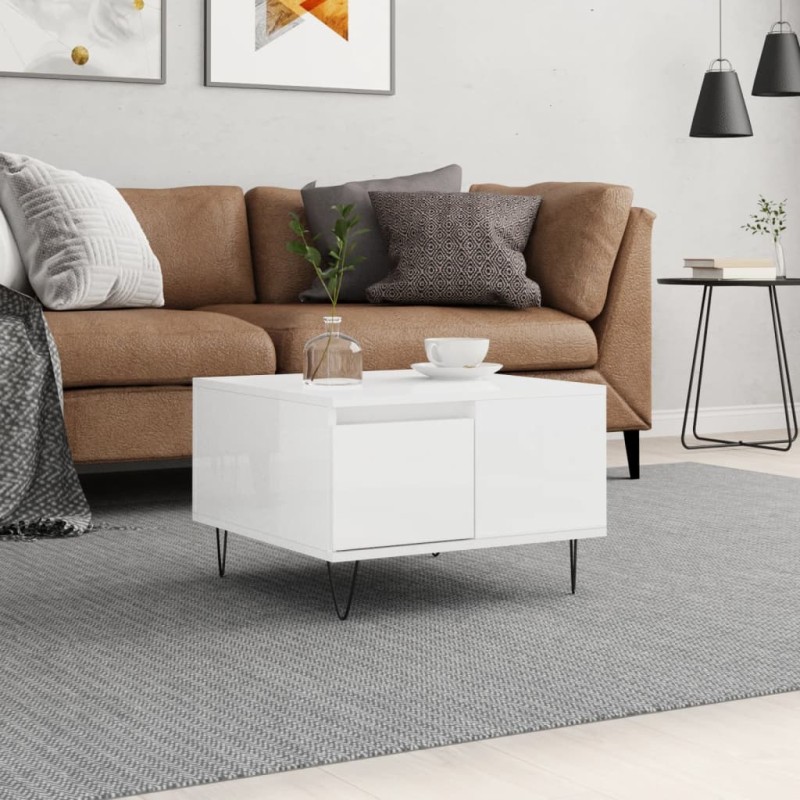 vidaXL Couchtisch Hochglanz-Weiß 55x55x36,5 cm Holzwerkstoff vidaXL Couchtisch Hochglanz-Weiß 55x55x36,5 cm Holzwerkstoff