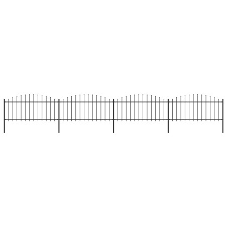 vidaXL Gartenzaun mit Speerspitzen Stahl (0,5 - 0,75) x 6,8 m Schwarz