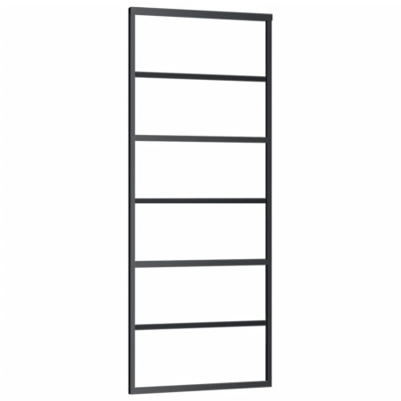 vidaXL Schiebetür ESG-Glas und Aluminium 76x205 cm Schwarz