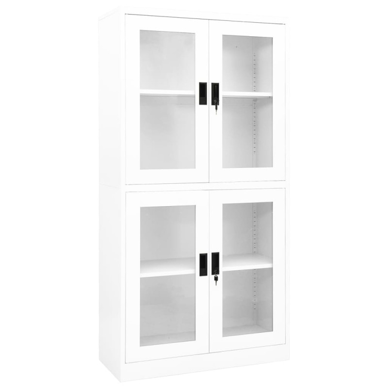 vidaXL Büroschrank Weiß 90x40x180 cm Stahl und Hartglas vidaXL Büroschrank Weiß 90x40x180 cm Stahl und Hartglas