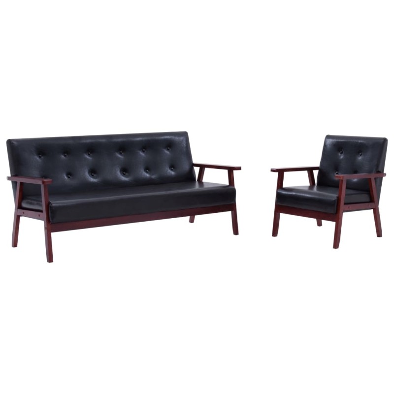 vidaXL 2-tlg. Sofagarnitur Schwarz Kunstleder vidaXL 2-tlg. Sofagarnitur Schwarz Kunstleder