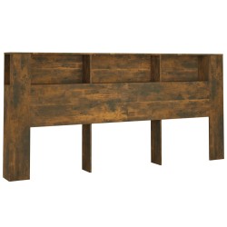 vidaXL Kopfteil mit Ablagen Räuchereiche 220x18,5x104,5 cm