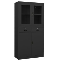vidaXL Büroschrank Anthrazit 90x40x180 cm Stahl gehärtetes Glas