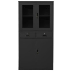 vidaXL Büroschrank Anthrazit 90x40x180 cm Stahl gehärtetes Glas