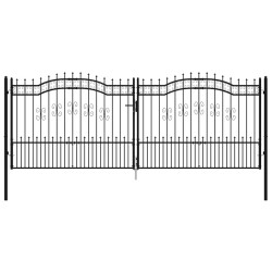 vidaXL Zauntor mit Speerspitzen Schwarz 406x198 cm Stahl