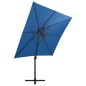 vidaXL Ampelschirm mit Mast und LED-Beleuchtung Azurblau 250 cm