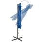 vidaXL Ampelschirm mit Mast und LED-Beleuchtung Azurblau 250 cm