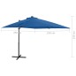 vidaXL Ampelschirm mit Mast und LED-Beleuchtung Azurblau 250 cm