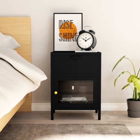 vidaXL Nachttisch Schwarz 40x30x54,5 cm Stahl und Glas  