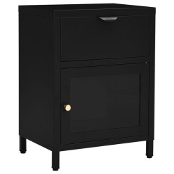 vidaXL Nachttisch Schwarz 40x30x54,5 cm Stahl und Glas  