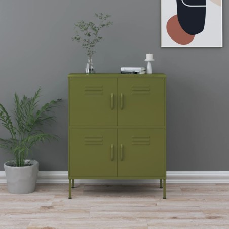 vidaXL Lagerschrank Olivgrün 80x35x101,5 cm Stahl    