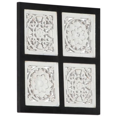 vidaXL Handgeschnitztes Wandpaneel MDF 40x40x1,5 cm Schwarz und Weiß
