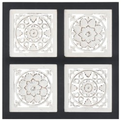 vidaXL Handgeschnitztes Wandpaneel MDF 40x40x1,5 cm Schwarz und Weiß