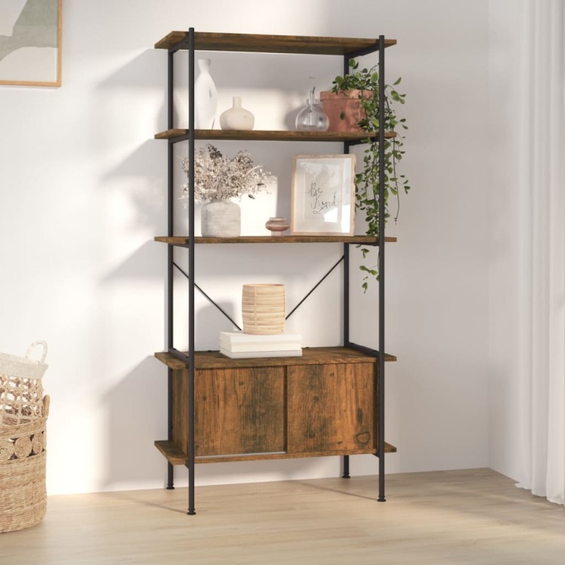 vidaXL Regal mit 5 Böden und Schrank 80x40x163 cm Stahl Holzwerkstoff vidaXL Regal mit 5 Böden und Schrank 80x40x163 cm Stahl Holzwerkstoff