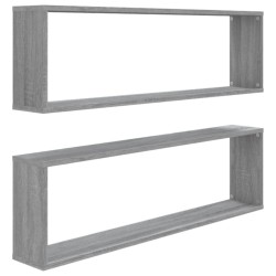 vidaXL Wandregale 2 Stk. Grau Sonoma 100x15x30 cm Holzwerkstoff