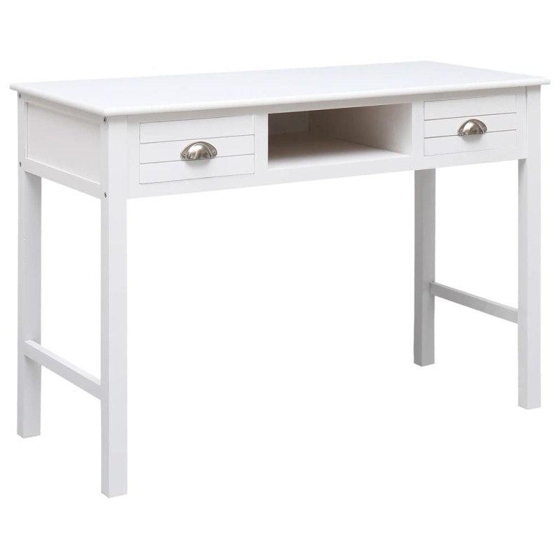 vidaXL Schreibtisch Weiß 108x45x76 cm Massivholz Paulownia vidaXL Schreibtisch Weiß 108x45x76 cm Massivholz Paulownia