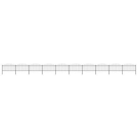 Gartenzaun mit Speerspitzen Stahl (1,25 - 1,5) x 17 m Schwarz
