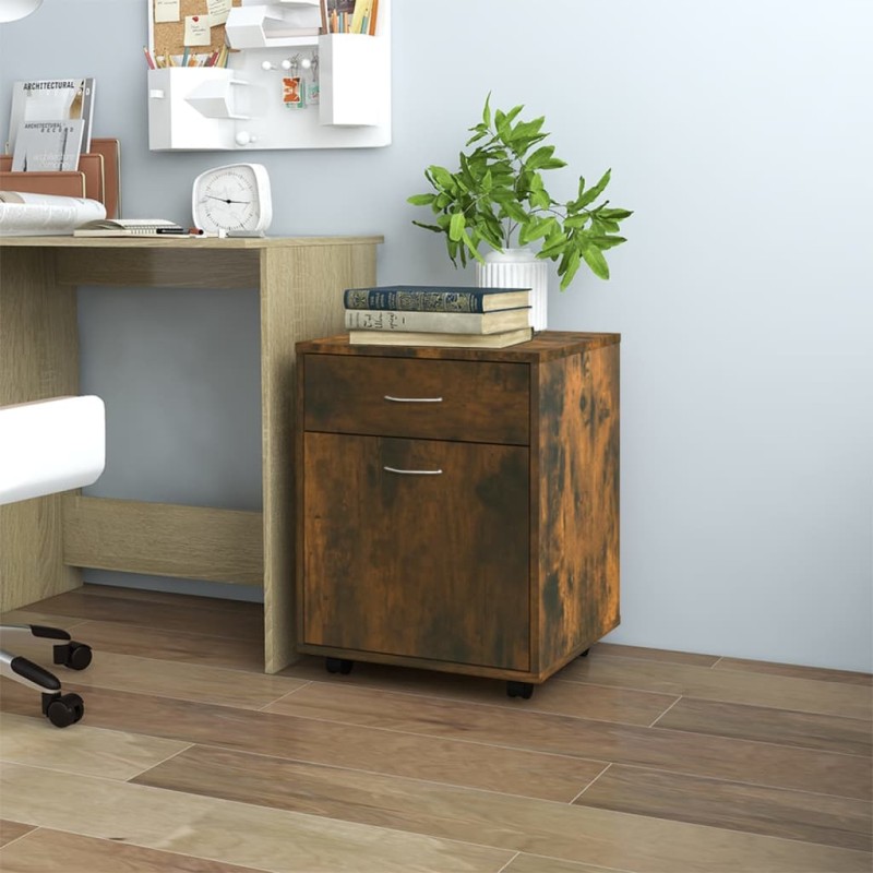 vidaXL Rollschrank Räuchereiche 45x38x54 cm Holzwerkstoff vidaXL Rollschrank Räuchereiche 45x38x54 cm Holzwerkstoff