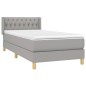 vidaXL Boxspringbett mit Matratze Hellgrau 90x190 cm Stoff vidaXL Boxspringbett mit Matratze Hellgrau 90x190 cm Stoff