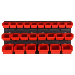 vidaXL 26-tlg Stapelboxen-Wandregal Rot & Schwarz 77x39cm Polypropylen