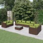 vidaXL 9-tlg. Garten-Lounge-Set mit Kissen Poly Rattan Braun vidaXL 9-tlg. Garten-Lounge-Set mit Kissen Poly Rattan Braun