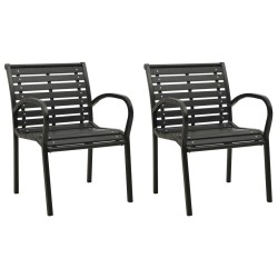 vidaXL Gartenstühle 2 Stk. Stahl und WPC Schwarz