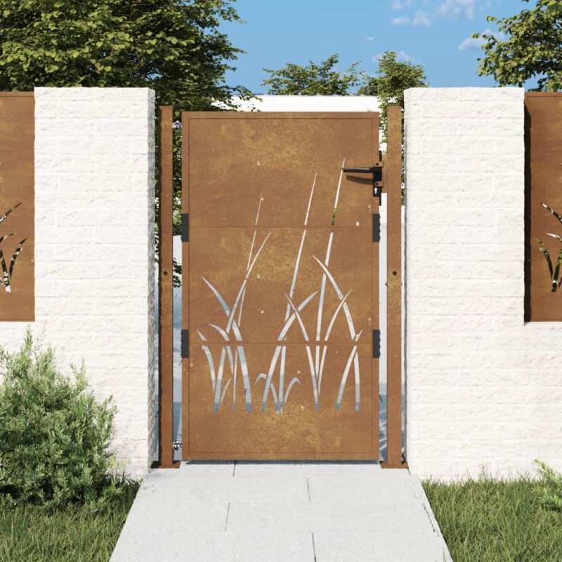 vidaXL Gartentor 105x155 cm Cortenstahl Gras-Design vidaXL Gartentor 105x155 cm Cortenstahl Gras-Design