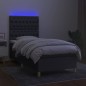 vidaXL Boxspringbett mit Matratze & LED Dunkelgrau 90x190 cm Stoff vidaXL Boxspringbett mit Matratze & LED Dunkelgrau 90x190 cm Stoff