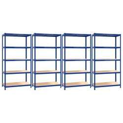 vidaXL Regale mit 5 Böden 4 Stk. Blau Stahl & Holzwerkstoff