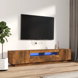vidaXL 2-tlg. TV-Schrank-Set LED-Leuchten Räuchereiche Holzwerkstoff