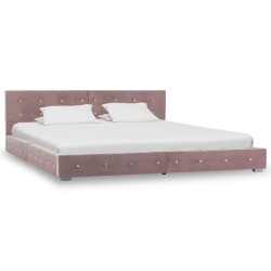 Bett mit Matratze Rosa Samt 160×200 cm