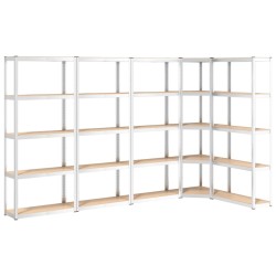 vidaXL Regale mit 5 Böden 5 Stk. Silbern Stahl & Holzwerkstoff
