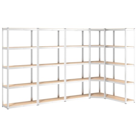 vidaXL Regale mit 5 Böden 5 Stk. Silbern Stahl & Holzwerkstoff