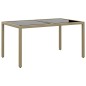 vidaXL Gartentisch 150x90x75 cm Hartglas und Poly Rattan Beige vidaXL Gartentisch 150x90x75 cm Hartglas und Poly Rattan Beige