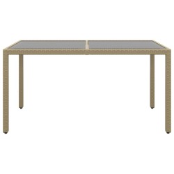 vidaXL Gartentisch 150x90x75 cm Hartglas und Poly Rattan Beige