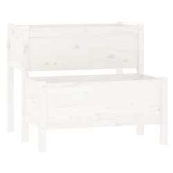 vidaXL Pflanzkübel Weiß 84,5x84x75 cm Massivholz Kiefer