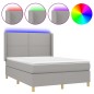 vidaXL Boxspringbett mit Matratze & LED Hellgrau 140x190 cm Stoff vidaXL Boxspringbett mit Matratze & LED Hellgrau 140x190 cm Stoff