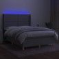 vidaXL Boxspringbett mit Matratze & LED Hellgrau 140x190 cm Stoff vidaXL Boxspringbett mit Matratze & LED Hellgrau 140x190 cm Stoff