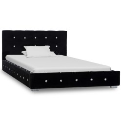 Bett mit Matratze Schwarz Samt 90x200 cm