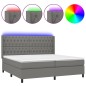 vidaXL Boxspringbett mit Matratze & LED Dunkelgrau 200x200 cm Stoff vidaXL Boxspringbett mit Matratze & LED Dunkelgrau 200x200 cm Stoff