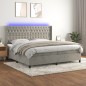 vidaXL Boxspringbett mit Matratze & LED Hellgrau 200x200 cm Samt vidaXL Boxspringbett mit Matratze & LED Hellgrau 200x200 cm Samt